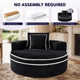 thumbnail image 5 of Lunale 54" Oversized Chaise Lounge Chair Indoor, Round Boneless Cloud Couch, No Assembly Required, Accent Reading Chair for Living Room, Black Corduroy, 5 of 9