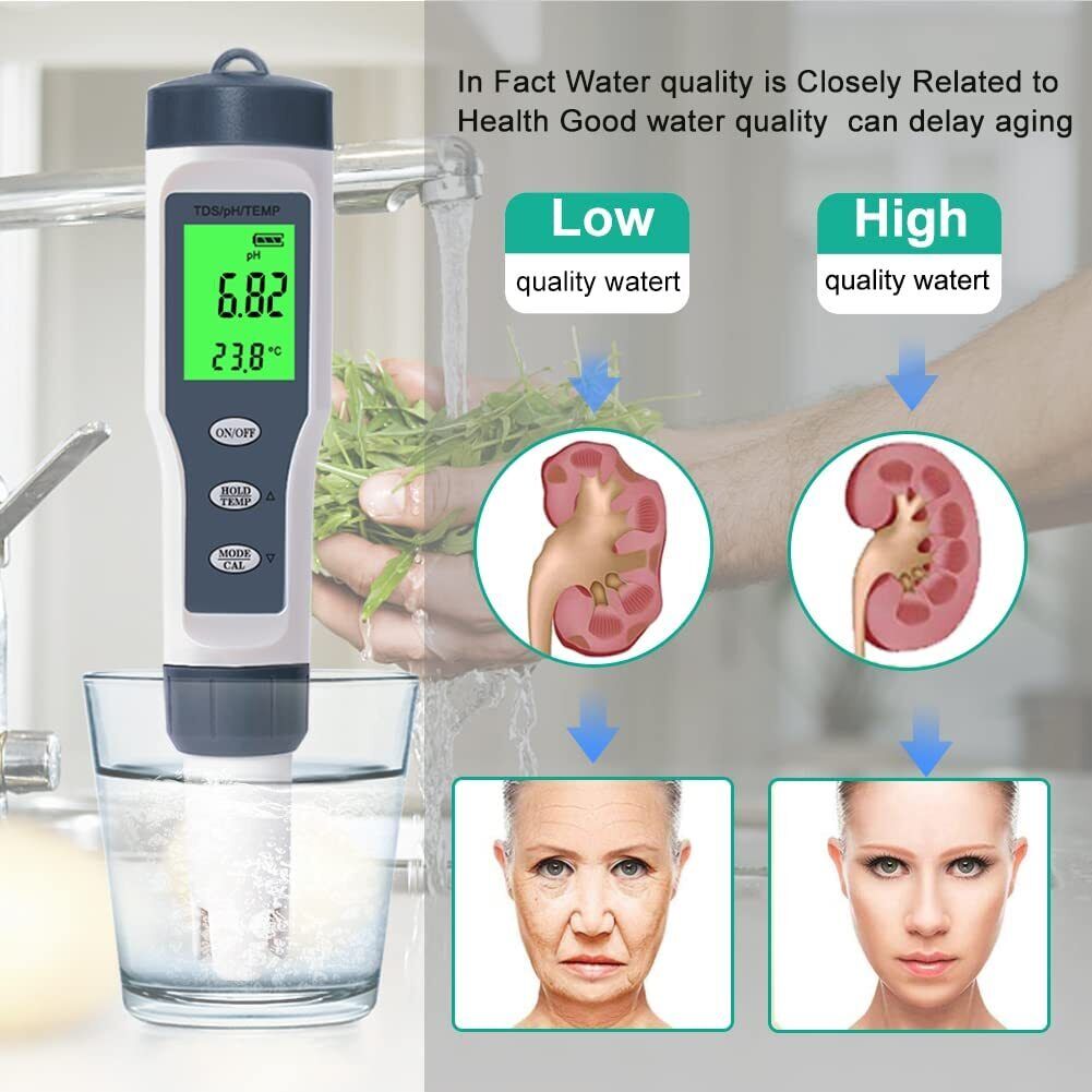 Jahy2Tech 3in1 TDS/PH/Temperature Meter Digital pH Water Tester Meter