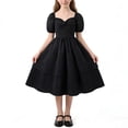thumbnail image 3 of EGNMCR Robe à Manches Courtes à Col Rond Robe Unie à Manches Courtes pour Filles Robe Décontractée et Confortable pour Enfants Robe Formelle Fille Robe en Polyester, 3 of 8