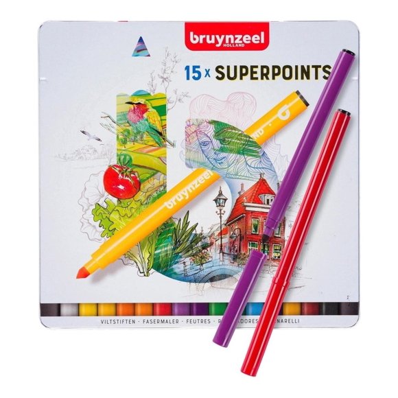 Rotuladores De Colores 15 Pz Bruynzeel Estuche de Metal multicolor