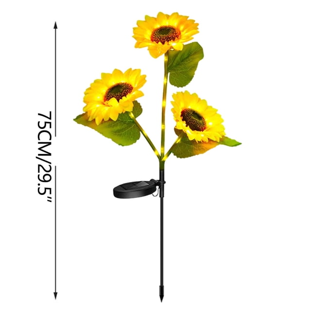 Lámpara solar de girasol para jardín, para exteriores, patio, césped, decorativa, con estaca y plantas realistas.