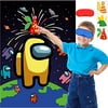Video Games Party Supplies, Pin the Hats on Video Games Party Games with Large Poster, 12 pcs Hats Stickers, 2 pcs Blindfolds for Video Games Theme Birthday Party Favors Decorations