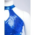 thumbnail image 6 of LiiYii Kids Girls Sequins Sleeveless Halter Backless Crop Tops Modern Jazz Hip Hop Dance Tanks Shirt Ballroom Blue 14, 6 of 7