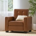 thumbnail image 2 of GDF Studio Langseth Contemporary Tufted Pushback Recliner, Cognac Brown Faux Leather and Dark Brown, 2 of 13