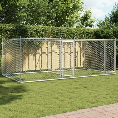 vidaXL Dog Cage Grey Galvanized steel Large Durable Dog Cage