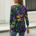 thumbnail image 5 of Mardi Gras Shirts for Women Sparkly Crew Neck Green Graphic Tee 3/4 Sleeve Glitter Gold Tunic Tops Green L, 5 of 5