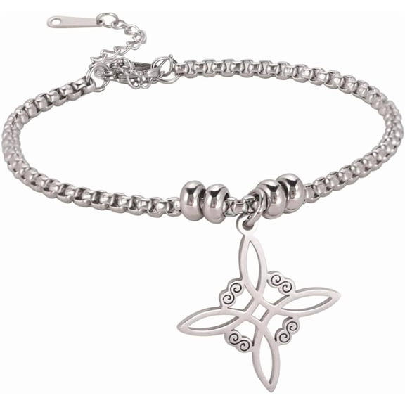 Celtic Knot Charm Bead Bracelet Stainless Steel Witch Knot Protection Amulet Irish Witch Knot Bangle Hollow Fine Jewelry Accessories Men Women Boys Girls