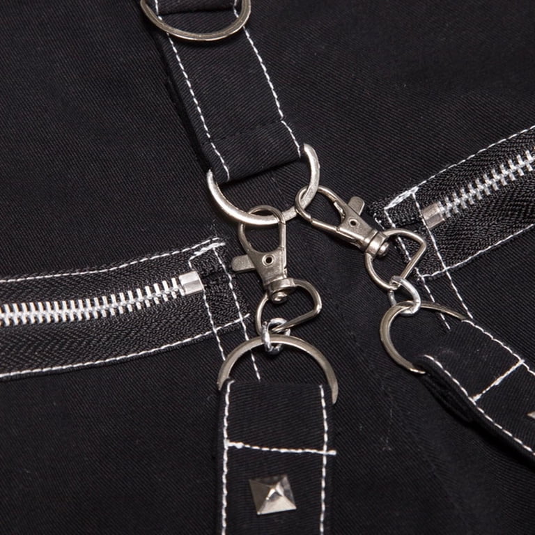 Darkrock Men Gothic Bondage Trouser Blue Thread Cyber Pant