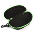 thumbnail image 2 of Estuche para gafas Gancho antideslizante con cremallera de color, Estuche para gafas de sol de tela Oxford negro, Estuche para gafas de playa, Negro/verde, 2 of 5