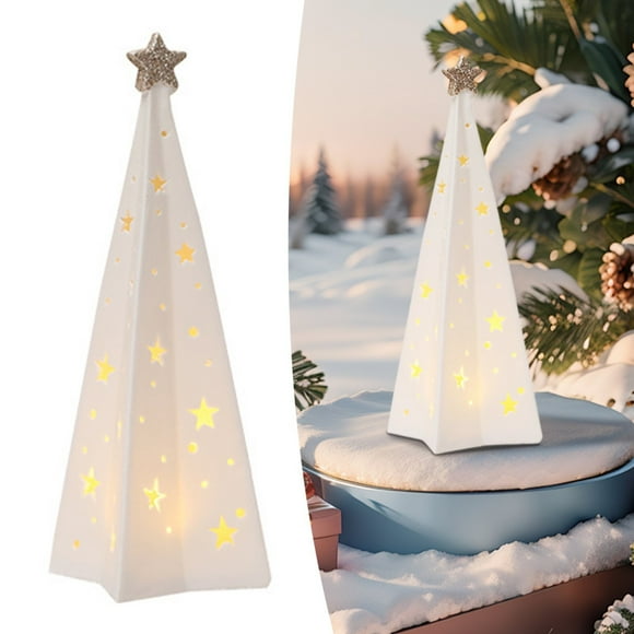 Christmas Ceramic Glowing Lights Decoration Ceramic Christmas Trees Vintage Porcelain Lighted Tree Christmas Holiday Decor For Home Room Table Fireplace