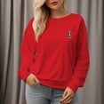 thumbnail image 2 of Women's Brown Coat Bear Pattern Crew Neck Pullover Cozy Clothes Autumn Winter, 2 of 11