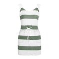 thumbnail image 3 of ZHOGXU Women's Dress Sleeveless V Neck Striped Print Drawstring Fashion Comfortable Dresses With Pockets For Casual Daily Wear,Green,L, 3 of 5