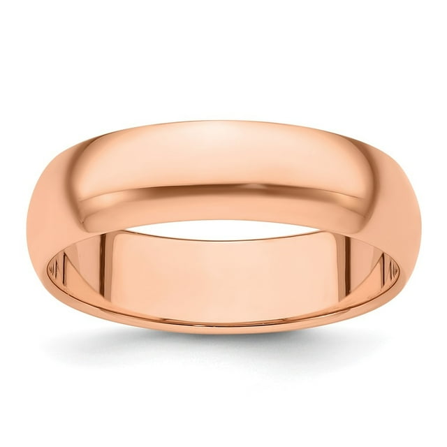Diamond2Deal 14k Or Rose 6mm Demi-Rond Bande de Mariage pour Hommes Taille 9.5