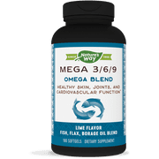 Nature’s Way Mega 3/6/9 Omega Blend, Fish/Flax/Borage Oil, Lime Flavored, 180 Softgels