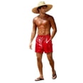 thumbnail image 4 of Ahabrexf Men's Shorts Casual Shiny Tricolor Swimming Trunks Polyester Regular Length, 4 of 5