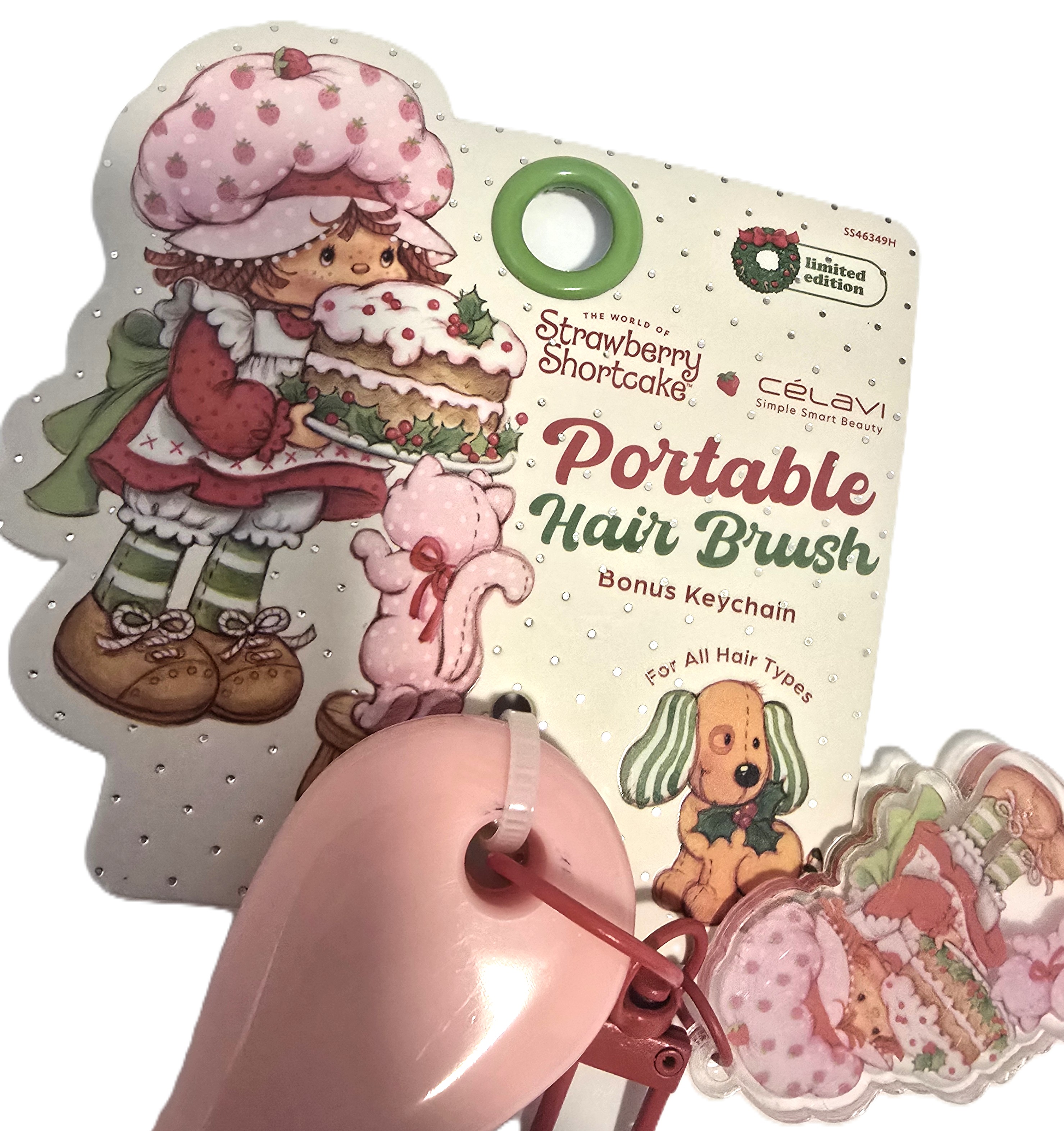 Celavi X Strawberry Shortcake Smoothing Mini Brush W Keychain PINK