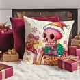 thumbnail image 5 of Christmas Ghost Skeleton Decorative Throw Pillow Covers 18 x 18 Set of 4, Pastel Xmas Tree Ball Believe Porch Patio Outdoor Pillowcase, Winter Holiday Sofa Couch Cushion Case Home Decor, 5 of 6