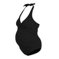 thumbnail image 6 of Quealent Maternity Cutout One Piece Swimsuit Twist Front Criss-Cross Bathing Suit High Waisted Pregnancy Swimwear Black for Size XL, 6 of 7