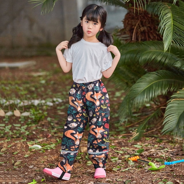 Pantalon de Pluie pour Filles Enfants Pantalon Imperméable pour Enfants Pantalon Anti-Boue Anti-Saleté Pantalon Dessin Animé Léger Confortable Vêtement de Pluie Salopette de Pluie Tenue d'Extérieur pour Filles