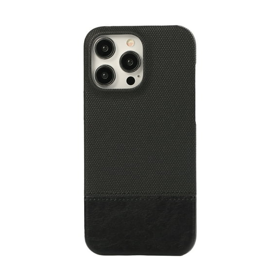 ShellTech Leather Cover for iPhone 14 Pro Max, Ultra Thin PC Hard Phone Case Premium Metal Raised Lens Protection Cover,Black