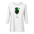 thumbnail image 6 of Yxbdin Womens St Patricks Day T Shirts 3/4 Sleeve Hat Wine Glass Graphic Tees Holiday Crew Neck Shirt Irish Shamrock Tops White XL, 6 of 8