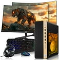 thumbnail image 1 of Restored HP Half Light Gaming PC Desktop Computer – AMD Pro A10-9700,RX 550 Graphics,8GB RAM,512GB SSD,Dual 27 Inch Curved Monitor,RGB Keyboard with AI Copilot,Mouse,WiFi,RGB Headphone,Windows 11 (Refurbished), 1 of 9