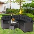 thumbnail image 1 of Costway 4PCS Patio Rattan Furniture Set Cushioned Sofa Glass Table Garden Black, 1 of 10