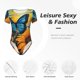 thumbnail image 4 of Balery Colorful Cloud Butterfly Sunflower Body de cuello redondo de manga corta para mujer Tops de manga corta Tops básicos-Medium, 4 of 7