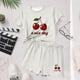 thumbnail image 5 of Conjuntos de blusas y camisas de cuello redondo y manga corta para niños, conjunto de dos piezas de top y pantalones cortos de manga corta con cuello redondo y manga corta para niños, top de poliéster, 5 of 6