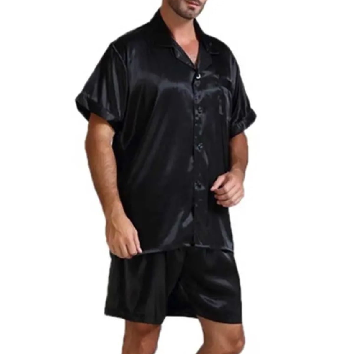 Gueuusu Summer Men Stain Silk Short Sleeve Pajama Set M-3Xl - Walmart.com