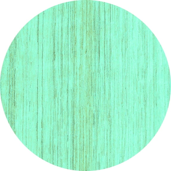 Ahgly Company Machine Washable Indoor Round Solid Turquoise Blue Modern Area Rugs, 5' Round
