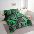 thumbnail image 3 of Manfei Skate Sport Game 7 Pieces Bedding Comforter Set,Watercolor Splatter Ink Full Bedding Set,Gray Green Fitted Sheet Flat Sheet For Boys Kids,Luxury Bedroom Decor Reversible, 3 of 8