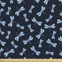 Ambesonne Dragonfly Fabric by the Yard Upholstery, Illustration Nature Art, 1 Yard, Night Blue