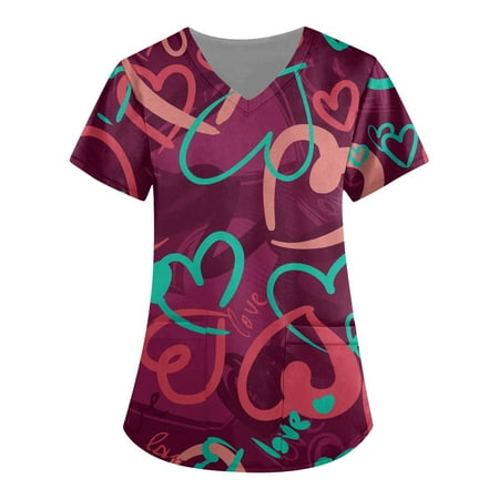 

CHMORA V-Neck Womens Scrubs Top Workwear Originals with Rib-Knit Back Panels