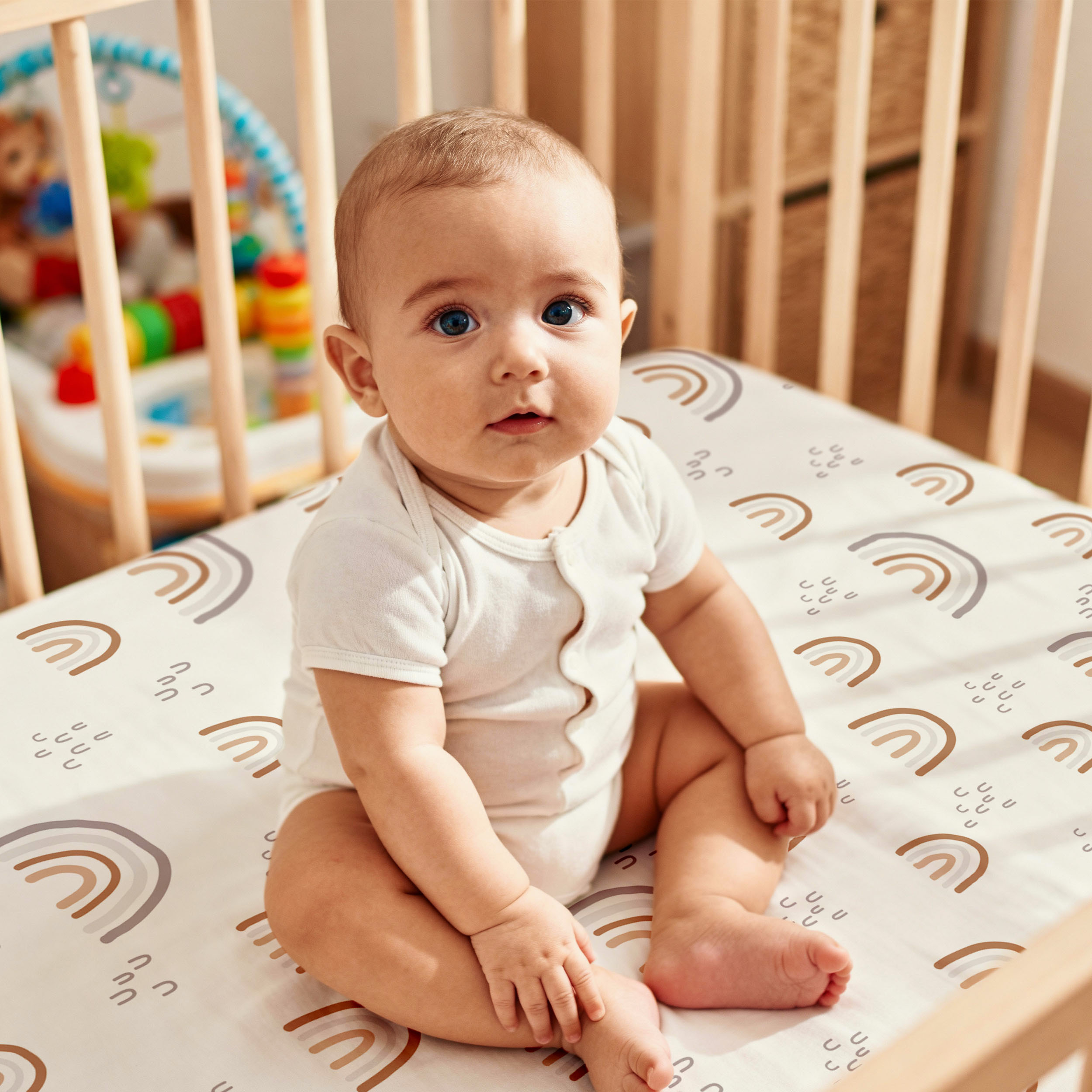 Gllquen Baby Fitted Crib Sheets 2-Pack, Rainbows photo 2