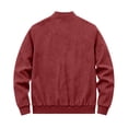 thumbnail image 3 of FRSASU Men's Suede Bomber Jacket Zip‑Up Stand Collar Long Sleeve Casual Lightweight Outerwear with Side Pockets Red, 3 of 9