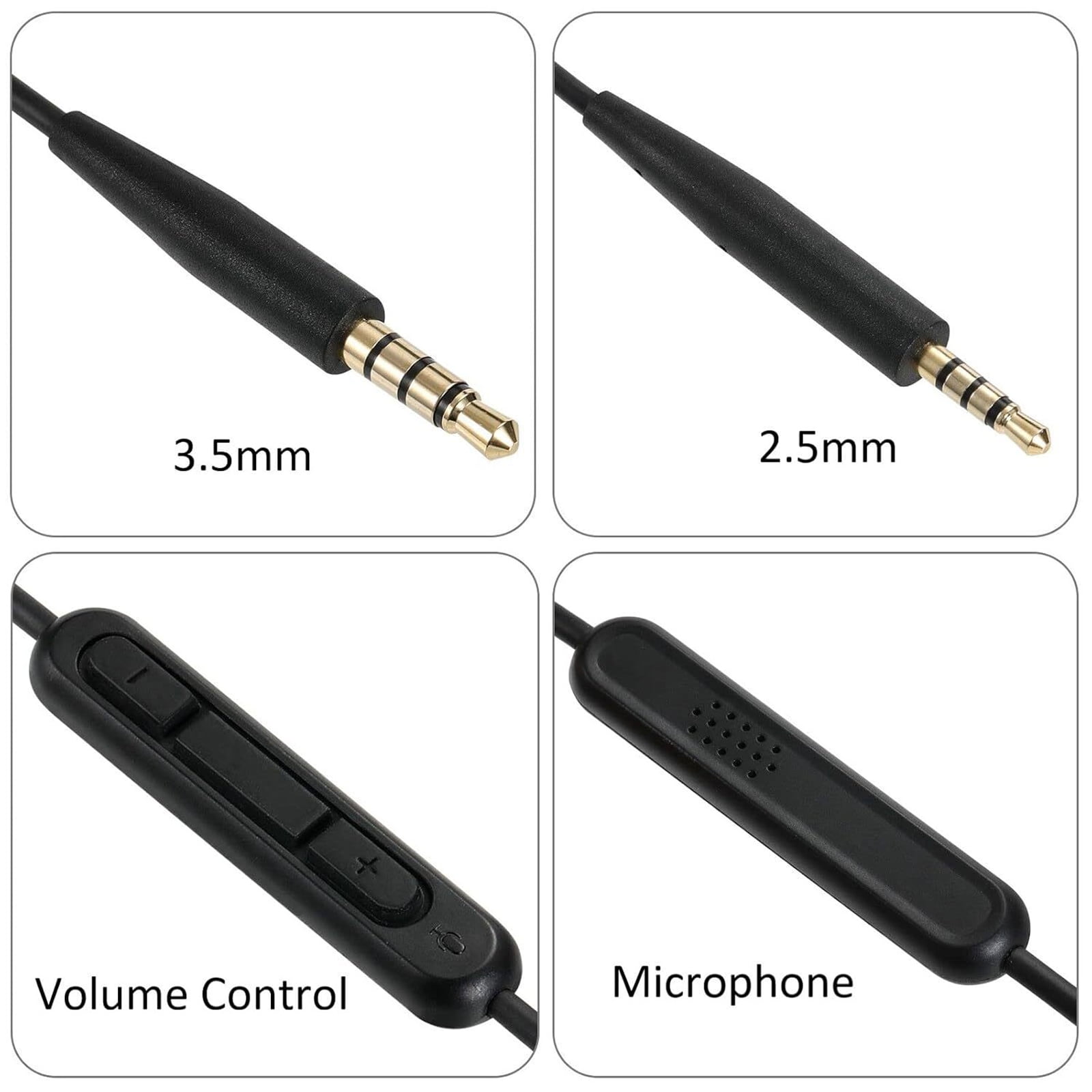 Replacement Audio Cable for Bose Headphones Cord Wire 3.5mm to 2.5mm Compatible with Bose 700 Quietcomfort 25 QC25 35 QC35 QC35II 45 QC45 JBL Tune 710BT 660NC 760NC with in-line Mic & Volume Control