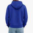 thumbnail image 5 of Men's Hoodie Hooded Long Sleeve Solid with Warm Cozy Soft Touch Comfortable Everyday Pullover Basic Top for Fall Winter Everyday Wear and Weekend Outings Blue XL, 5 of 5