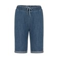 thumbnail image 6 of FAIWAD Women's Elastic Waist Casual Denim Shorts Comfy Knee-Length Jean Shorts with Drawstring, 6 of 6