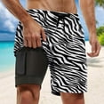 thumbnail image 4 of Telankuip Mens Leopard & Zebra Print Swim Trunks 2 in 1 with Compression Liner Pockets Drawstring Quick Dry Stretch Lined Swim Shorts Animal Pattern Comfy Holiday Beach Shorts 3-Black XL, 4 of 4
