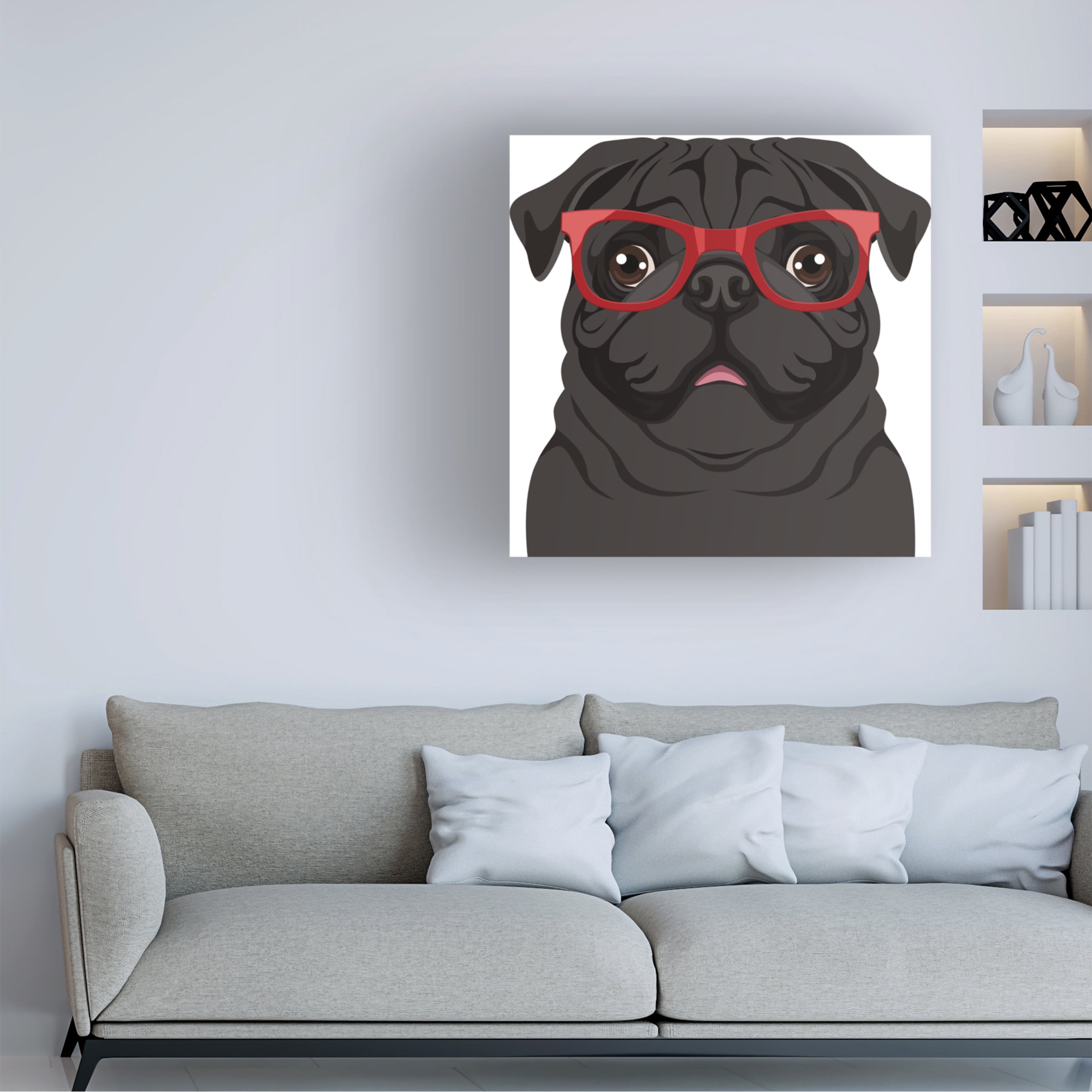 Furbaby Affiliates 'Pug Wearing Hipster Glasses 5' Canvas Art