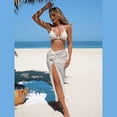 thumbnail image 3 of Women's Swimsuit Set V Neck Design Swimwear Breathable Beach Sarong Outfit, 3 of 12