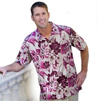 Monterey Club Men's Hawaiian Texture Print Camp Casual Golf Polo Shirt #1519
