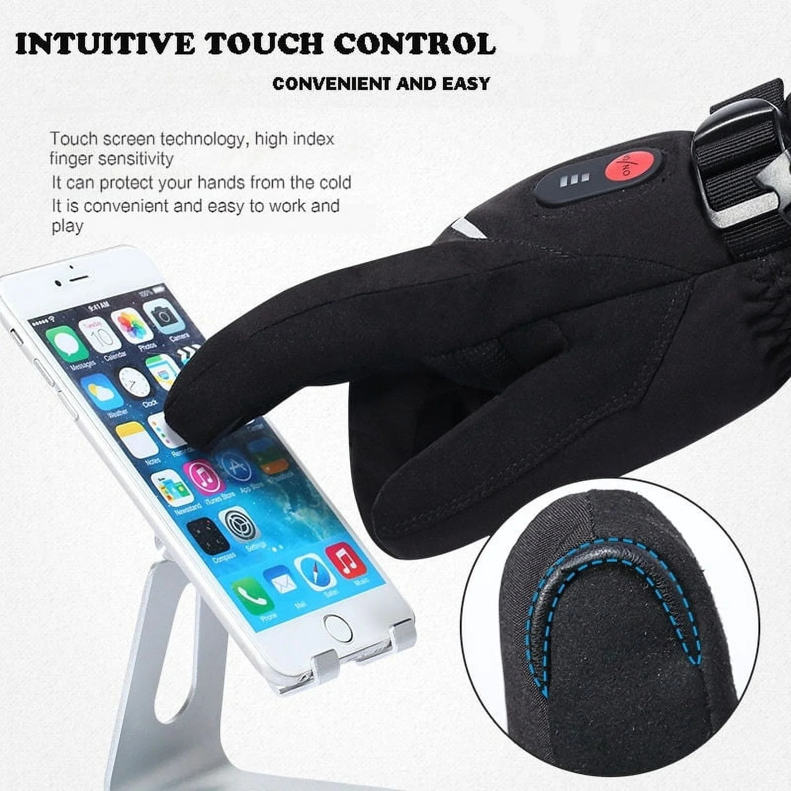 Savior Heat Heated Gloves for Men, Women7.4V Rechargeable Electric Heating Glove, Touchscreen Ski Gloves for Motorcycle, Fishing ,Riding