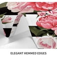 thumbnail image 4 of Pink Peony Rose Table Cloth - Vintage Peonies Flower Table Cover Black White Stripes Tablecloth Rectangle Tabletop Decoration for Picnic Banquet Party Kitchen Dining Room - 60 x 84 Inch, 4 of 6