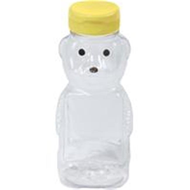 Honey Bear Bottles 2 oz Clear PET Mini Yellow Screw Top Lot of 8 Empty New 
