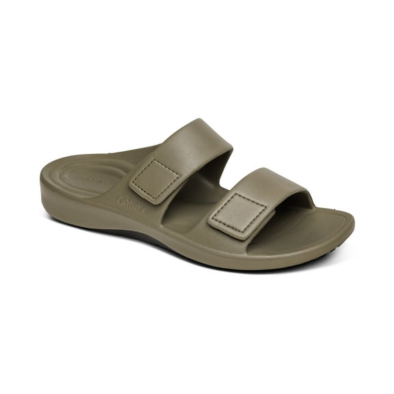 Aetrex Men's Milos Adjustable Orthotic Slides for Men Slip On Slide Sandals