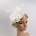 thumbnail image 5 of Eosunjian Cocktail Tea Party Women Headwear Fascinators Hat Feather Floral Mesh Hair Clip (White), 5 of 13