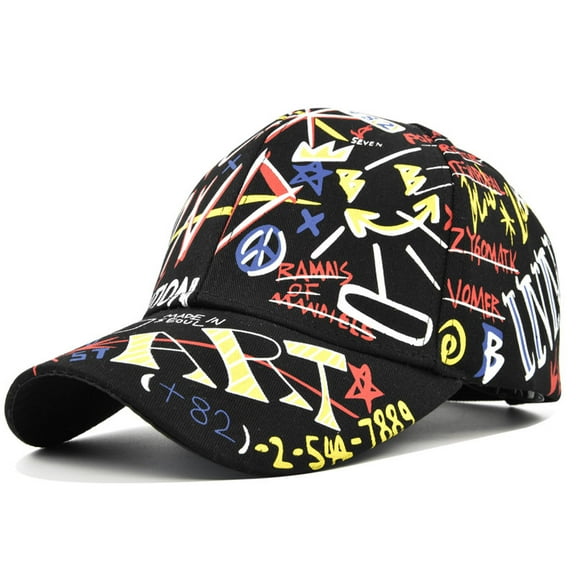 Unisex Letter Graffiti Art Print Baseball Cap Fashion Funny Trend Print Baseball Cap Adjustable Peaked Cap Outdoor Sports Couple Hats Adjustable Curved Brim Hats Sun