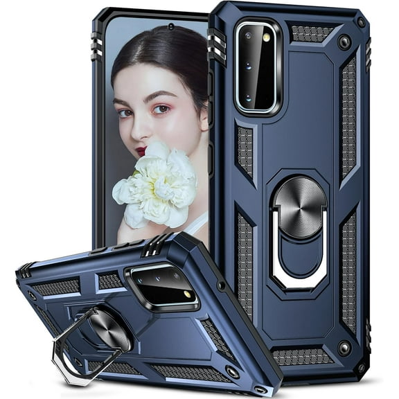for Samsung-S20-Case-5G: Heavy Duty Samsung Galaxy S20 5G Case with Ring Stand, Heavy Duty Military-Grade Protective Phone Case Cover with Magnetic Ring Kickstand for Samsung S20 5G, Blue